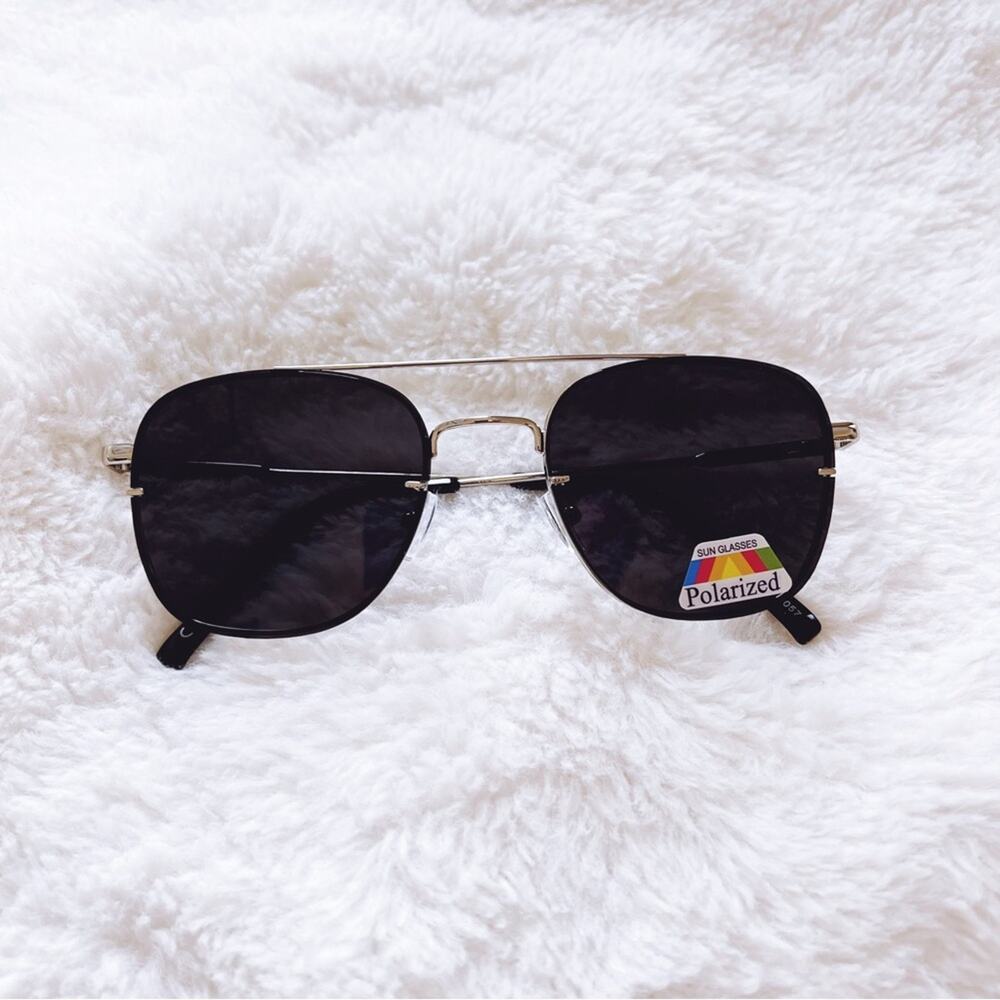 Lara Dark Gray & Silver Lenses Polarized Sunglasses